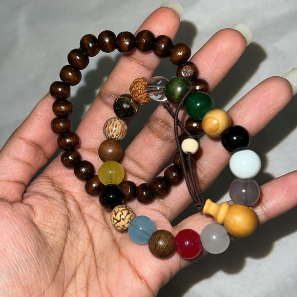 Beaded Bracelet Set Bodhi Seed Stretchy - Picture 4 of 5